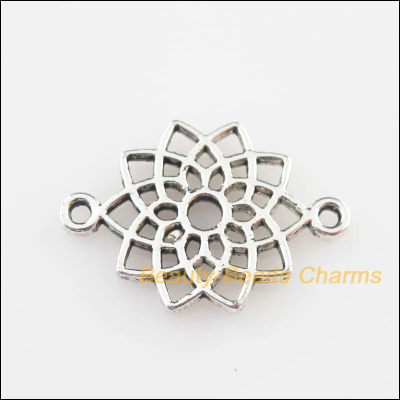 

New 15Pcs Tibetan Silver Tone Flower Lotus Charms Connectors 14x20mm