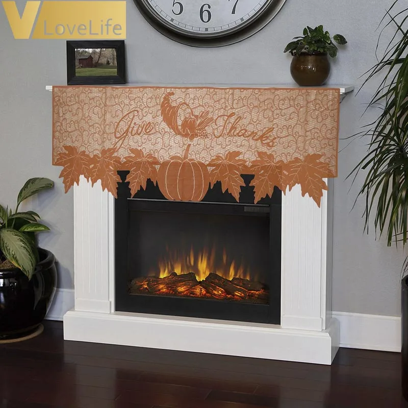 

1pcs Fireplace Cloth Pumpkin Maple Leaf Orange Golden Halloween Thanksgiving Christmas Decorations For Home/Party