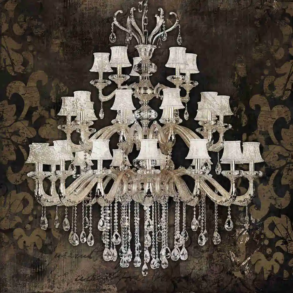 

FGHGF Modern still life painting canvas art crystal chandelier pattern retro living bed wall art posters and prints original