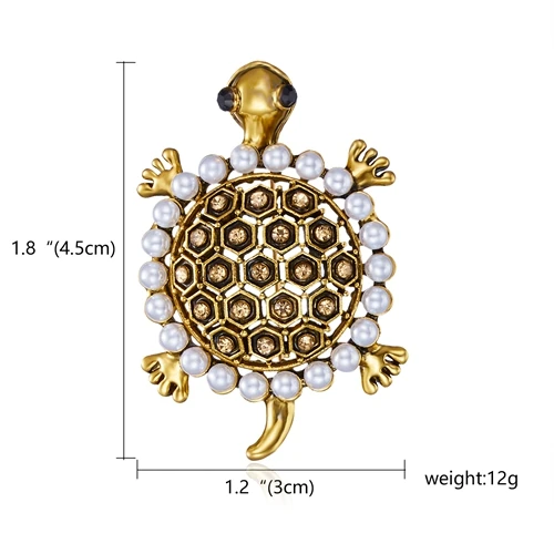 RINHOO, рыба, лягушка, кошка, черепаха, броши с лошадью для женщин, вечерние принадлежности, модные аксессуары, эмалированные броши для воротника, булавки в подарок, ювелирное изделие - Окраска металла: tortoise