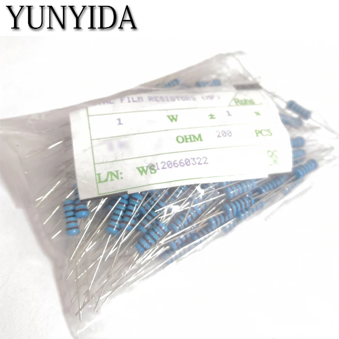 

200pcs 1W +-1% Metal Film Resistor 1W 1R 10R 22R 47R 100R 220R 330R 680R 1K 2K2 4.7K 10K 47K 100K 470K 1M