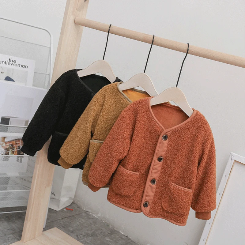 B&N Autumn Winter Baby Girls Lambs Jacket Boys Coat Jacket Kids Warm Velvet Coats Children Girls Outerwear & Coats Girls Clothes1