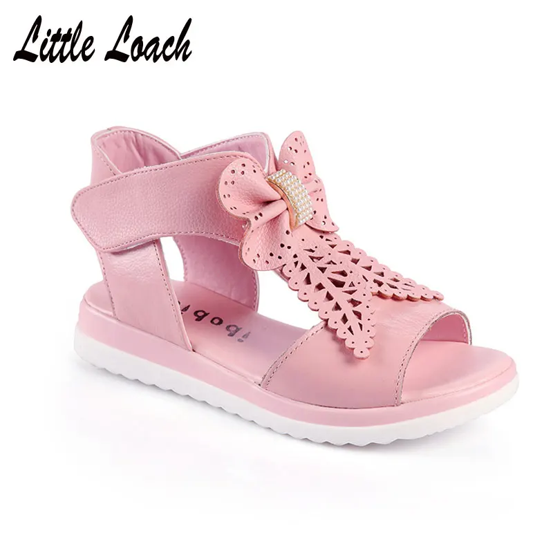 

Summer Kids Princess Sandals Open Toe Leather Roman Sandals Students Light-weight Slip-resistant Footwear Beach Shoes Size26-37