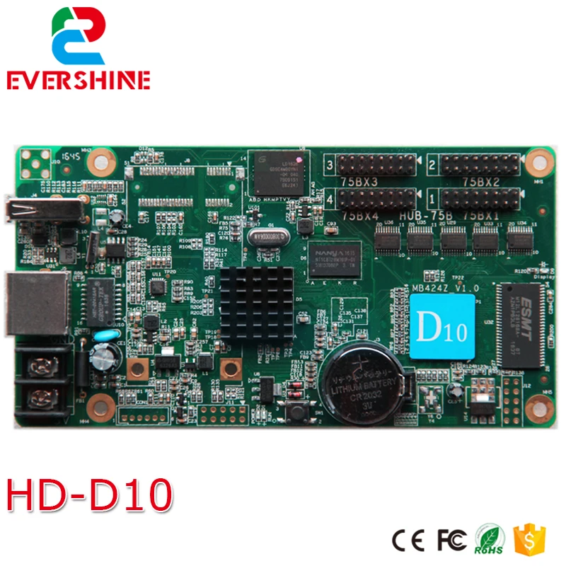 

D10 HD-D10 RGB door lintel full color 256 gray scale taxi roof,bus advertising LED display controller card supports 384*64pixels