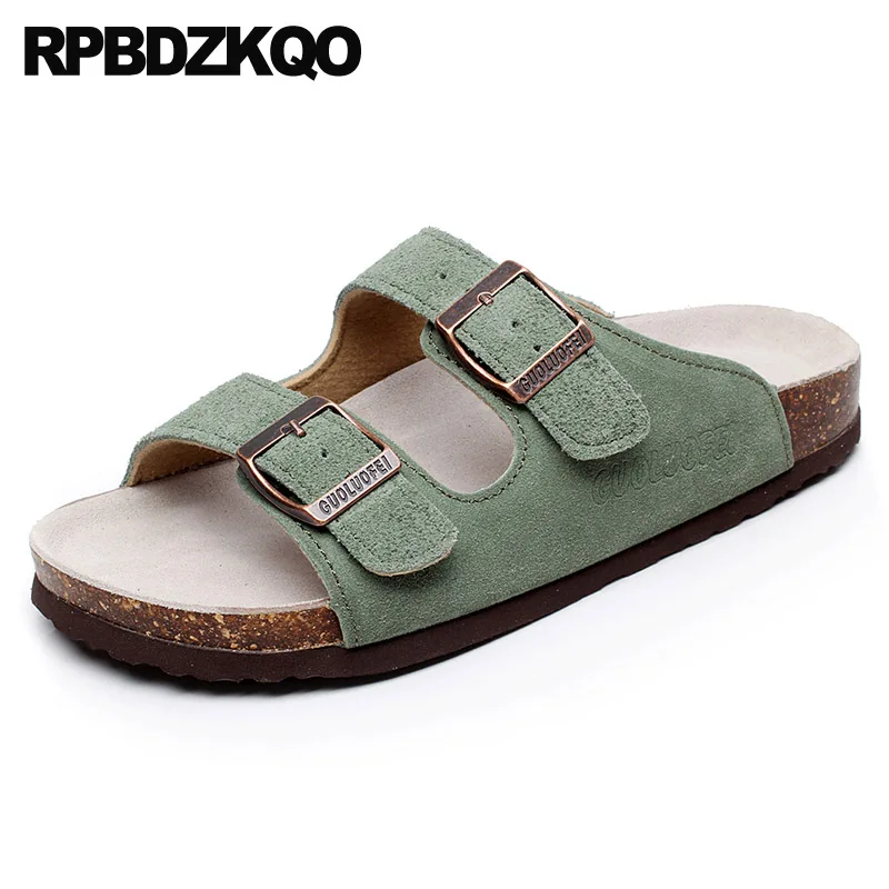 Тапочки пурпурный плоские размер 45 шлепанцы металл хороший пробка большой Японский зеленый повседневная пляж обувь 46 Мужские сандалии летние наружные
