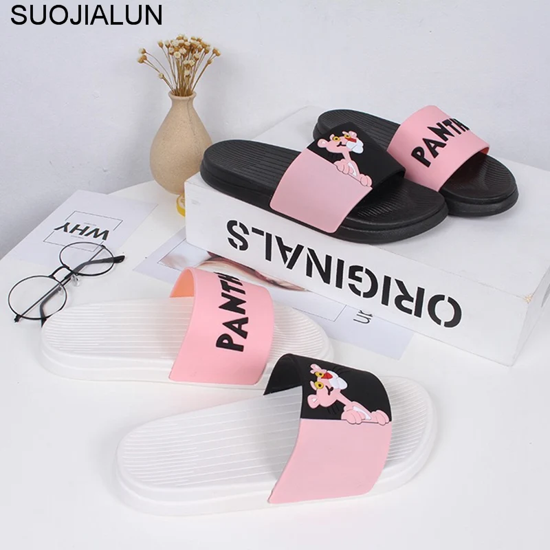 Chanclas con dibujos de Pantera Rosa para Mujer, zapatillas de baño,  chanclas, Zapatos de casa, sandalias de playa para vacaciones - AliExpress  Calzado