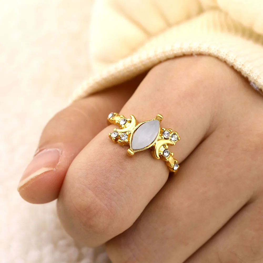 

17IF Fashion Wedding Crystal Gold Color Moon Rings For Women Engagement Cubic Zircon Ring New Brand Bijoux For Women Jewelry