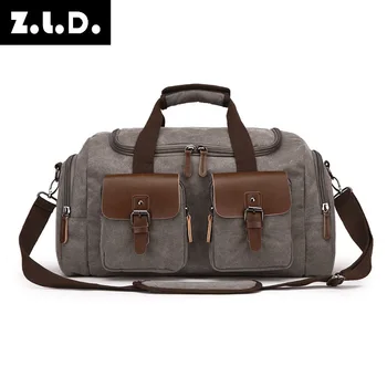 

Z.L.D. Fashion brand men's travel bag retro canvas bag men's handbag large capacity weekend bag lady shoulder Messenger bag Sac
