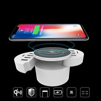 

Thbelieve 10 USB Multi Wireless Charger EU UK US Plug Mobile Phone 10 USB Multiple Charge Fast Wireless Charging Retail Package