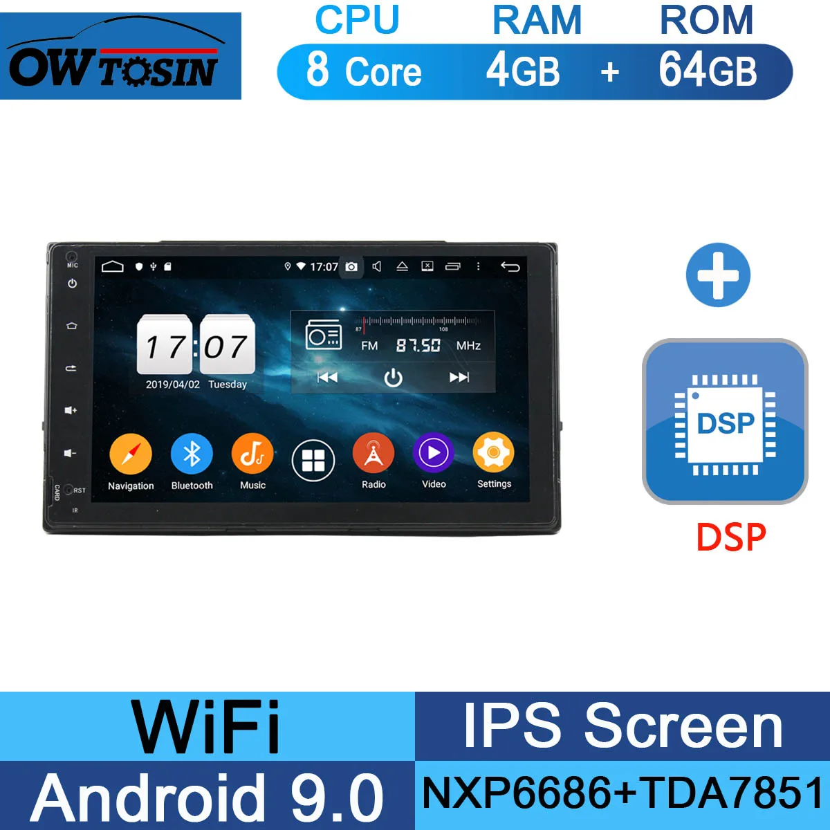 " ips 8 Core 4G+ 64G Android 9,0 автомобильный DVD мультимедийный плеер gps Радио для Toyota Corolla DSP CarPlay Parrot BT - Цвет: 64G DSP