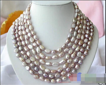 

HOT## Wholesale >>> 6ROW 14MM lavender BAROQUE FW CULTURED PEARL NECKLACE