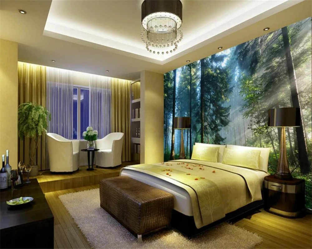 Us 8 85 41 Off Beibehang Wallpaper Mural Cedar Wood Landscape Background Wall Home Decoration Living Room Bedroom Bedside Tv Mural 3d Wallpaper In