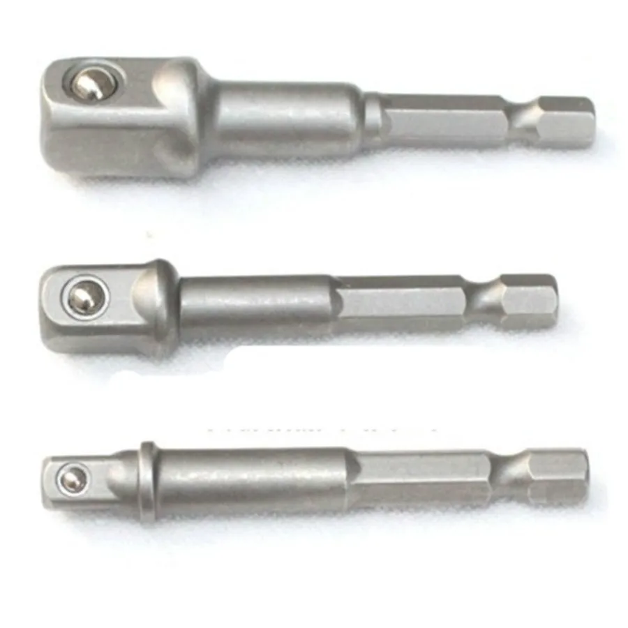 

3pcs Chrome Vanadium Steel Socket Adapter Set Hex Shank to 1/4" 3/8" 1/2" Extension Drill Bits Bar Hex Bit Set Power Tools