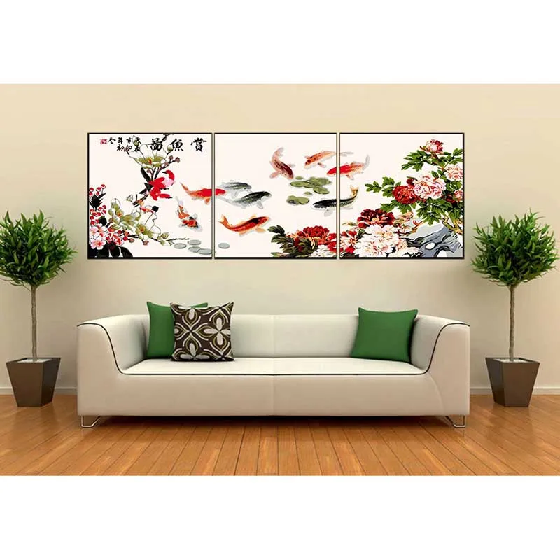 

3pc/set Frameless picture on wall Animal design Fish picture diy paint by numbers for lobby decoration 50X50cm oil painting