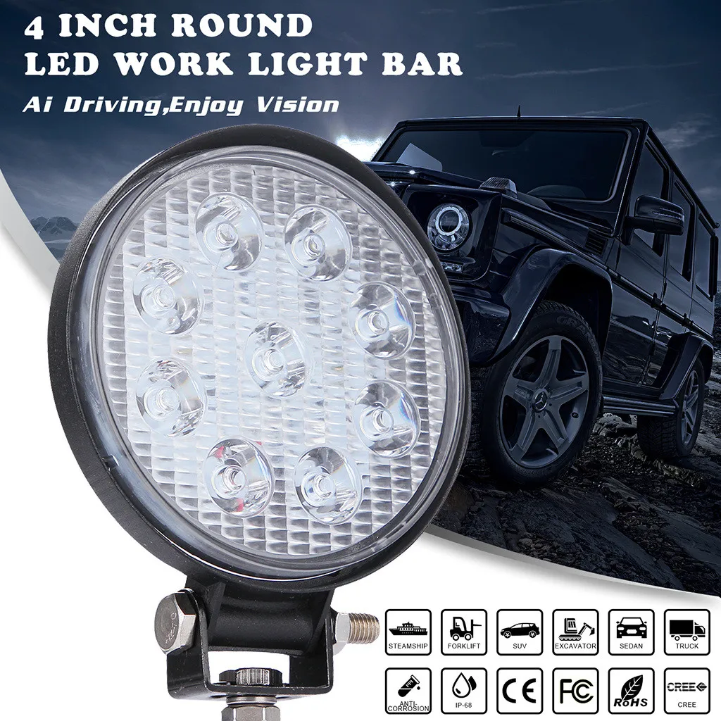 

Single 27W 6000K LED Work Light Bar Driving Offroad Flood Lamp 4WD Reverse Truck Flood Beam Excavator Dozer Road Roller