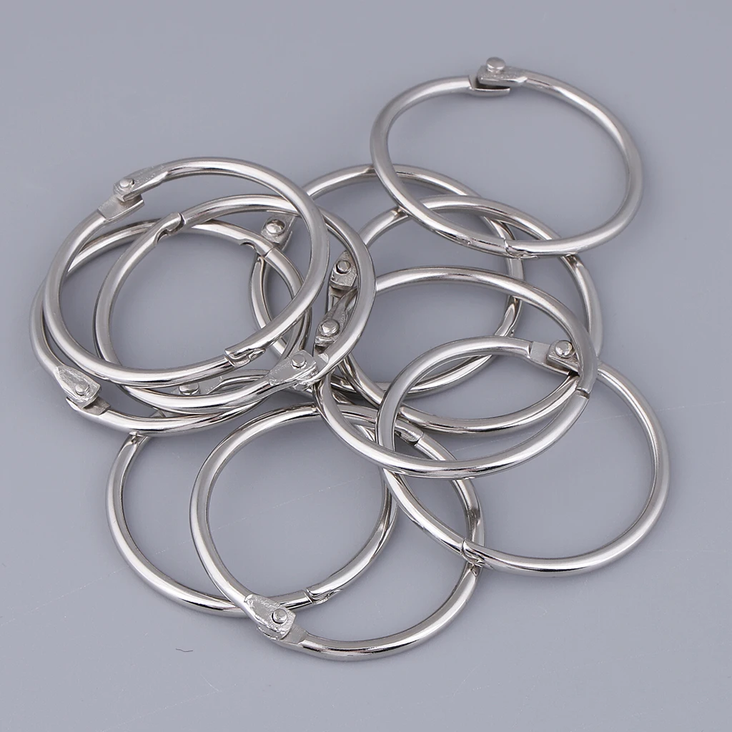 Set of 10 Pieces Metal Paper Blinder Split Rings Golden Single Ring Loose Leaf DIY Travel Notebook, Photo Album and Scrapbooking