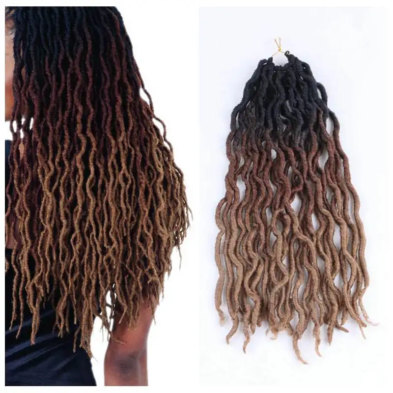 Роскошные для плетения Faux locs Curly вязаные волосы 24 пряди Омбре блонд крючком косички 20 дюймов 50 см синтетические косички