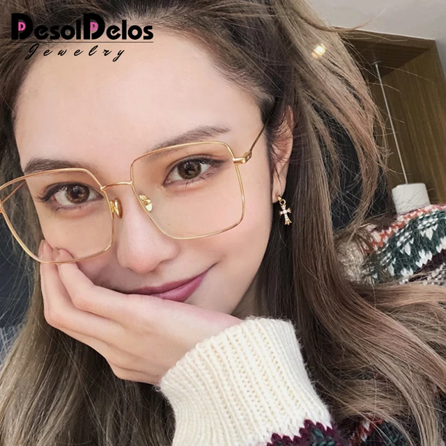 Oversize Glasses Frame Woman Transparent  Vintage Oversized Eyeglass Frames  - New - Aliexpress