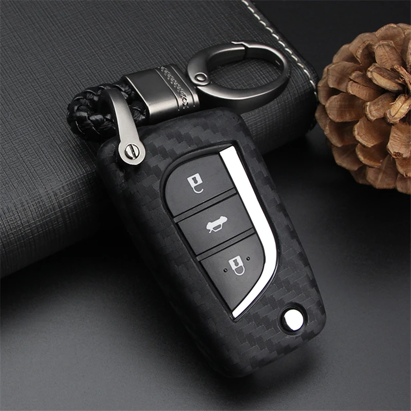 Kukakey карбоновое волокно для Toyota Yaris Corolla LEVIN Highlander CAMRY автомобильный ключ чехол