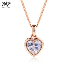 Романтическое Сердце Чистое ожерелье с подвесками для женщин Роза Стразы золотого цвета свадебные украшения для женщин Рождественский подарок N130