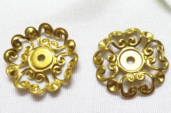 

200pcs/lot 23mm brass flower filigree wrap findings