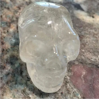 

A 402Natural Quartz Carved Crystal Skull Realistic Skeleton Healing