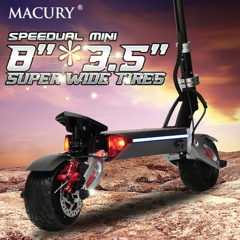 Macury Speedual мини 8 дюймов двойной мотор электрический скутер 52V1600W внедорожный 55 км/ч двойной привод 8 дюймов твердые шины zero8x zero 8X