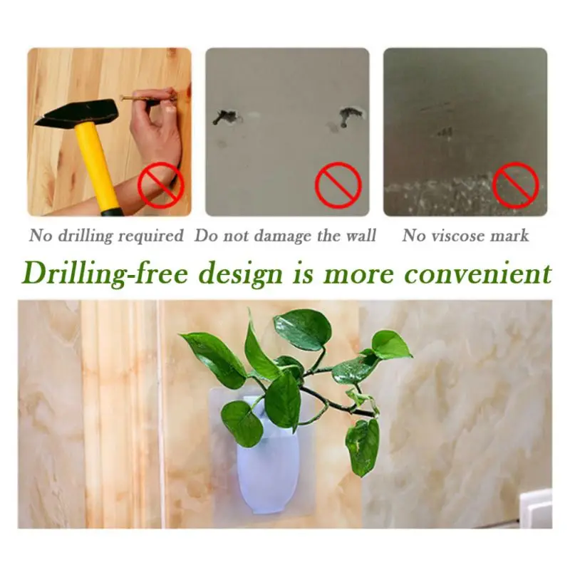 

Sticky Vase Wall Mounted Planter Solid Planter Holder Wall Decorative Flower Pot Display Vase for Home Office Decoration