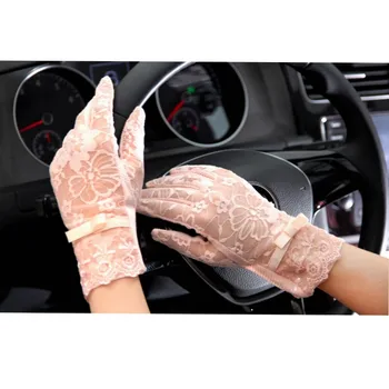

2016 Spring and Summer Women Vintage Sunscreen Sexy Lace Gloves Lady anti-uv Gloves Female driving outdoor Gloves 5 Color