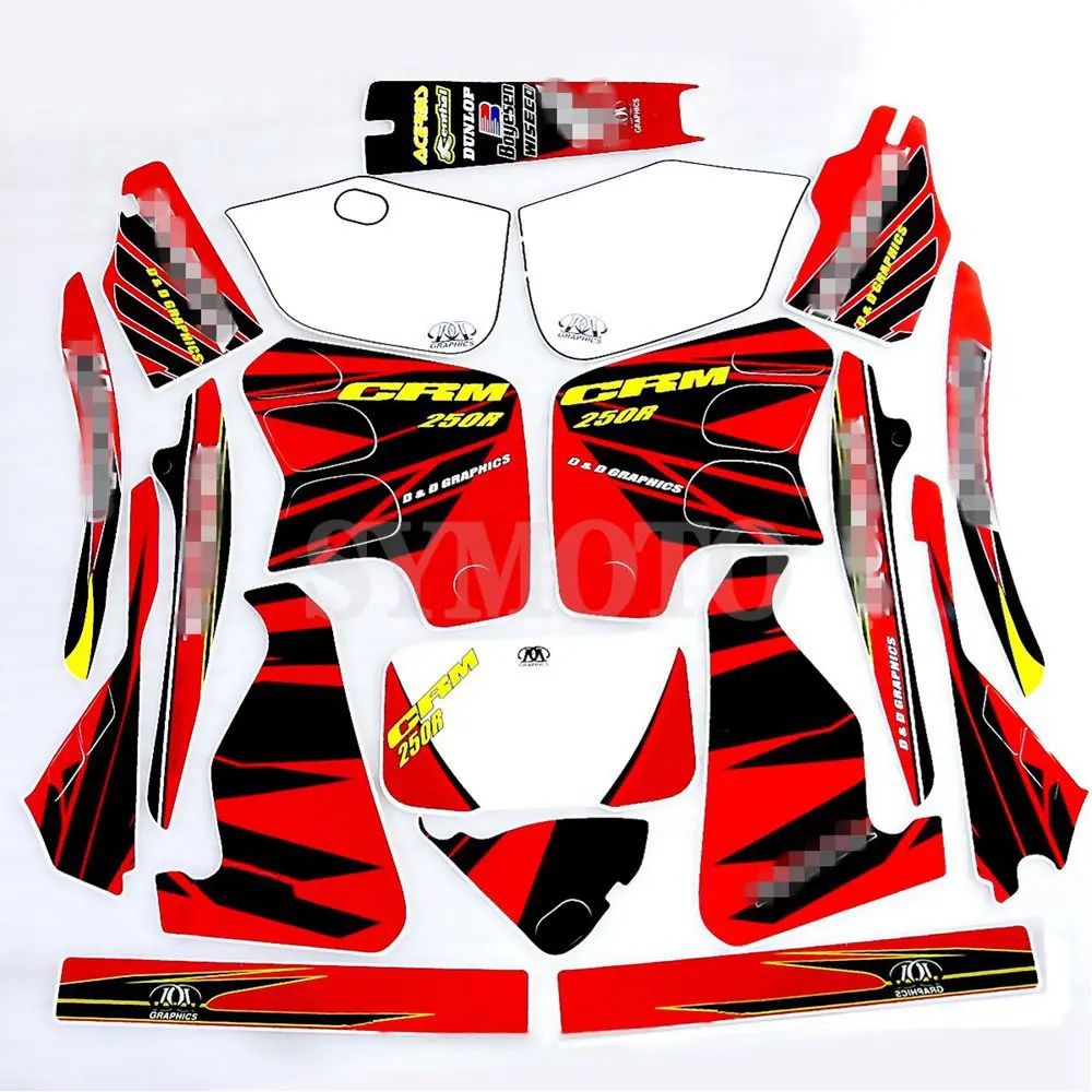 

For CRM250 R CRM250R CRM 250 R 1989-1993 Dirt Motorcycle Complete Graphic Kit Dirt Bike Sticker Fuel Tank Decal Gas Tank Decals