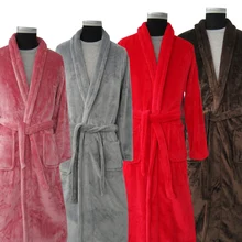 New Arrival Lovers Luxury Silk Flannel Winter Long Bathrobe Mens Kimono Bath Robe Men Women Night Dressing Gown Male Bathrobes