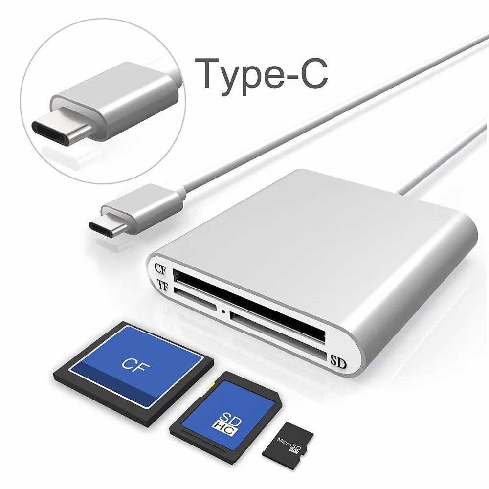 Кард-ридер Leadzoe USB C 3,0 SD/Micro SD/TF/CF Compact Flash Smart Memory Card Adapter type C OTG SD Card Reader для портативных ПК