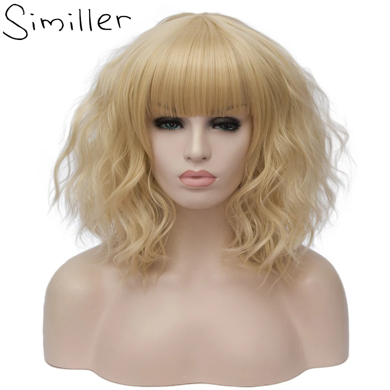 Similler Ombre короткий парик с челкой для женщин Аниме косплей парик синтетические вьющиеся волосы термостойкие 1" розовый синий фиолетовый