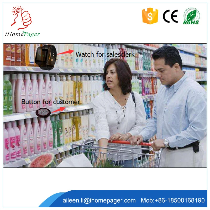 

Shopping center, mall long range signal distance counter call system 1watch+10buttons