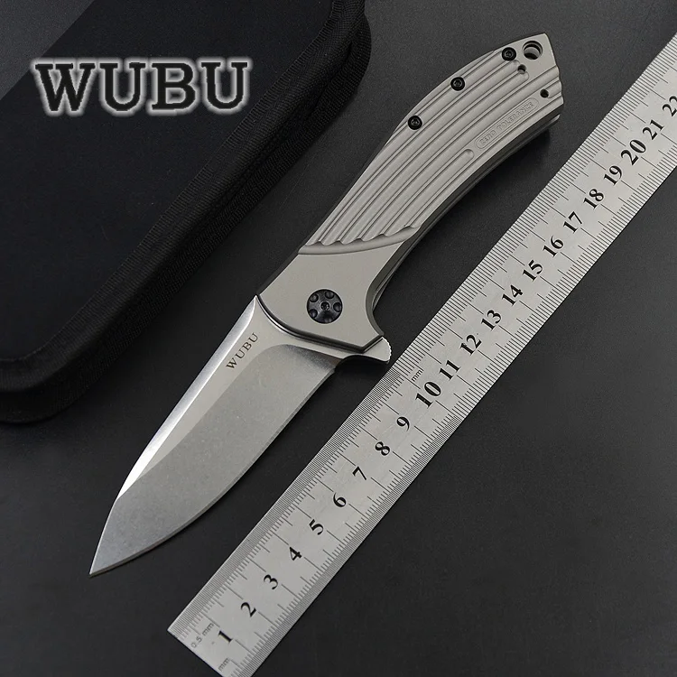 WUBU 0801 M390 blade titanium knife handle ceramic ball Bearing