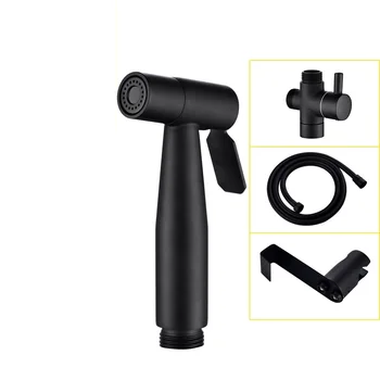 

304 Stainless Steel Handheld Bidet Spray Black Bidet Sprayer Set Toilet Shattaf Sprayer Douche kit Black Bidet Faucet