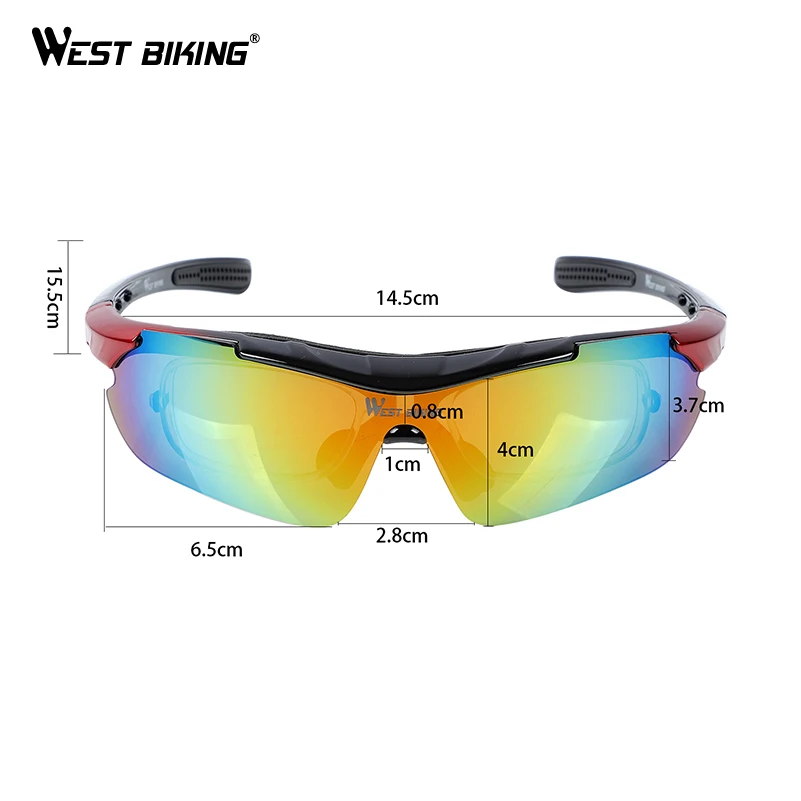 WEST BIKING 5 Lens Bicycle Glasses UV400 Windproof Cycling Glasses Myopia Frame Men Women Cycling Eyewear Cycling Sunglasses