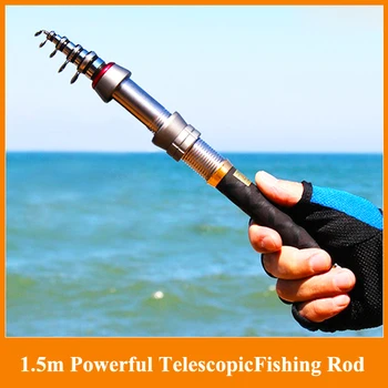 

Hot!!New 1.5m 9 sections powerful telescopic fishing rod sea ultra light hand rod lure rod spinning fishing rod