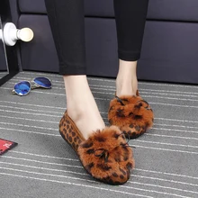 2017 new autumn and winter plush women’s shoes flat bottom plus velvet bean shoes cotton shoes bow students to drive shoes