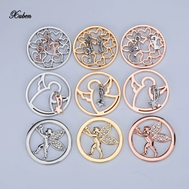 

Fashion jewelry pendant Interchangebale 33cm Coin disc frame crystal DIY floating coin love angel 3 style