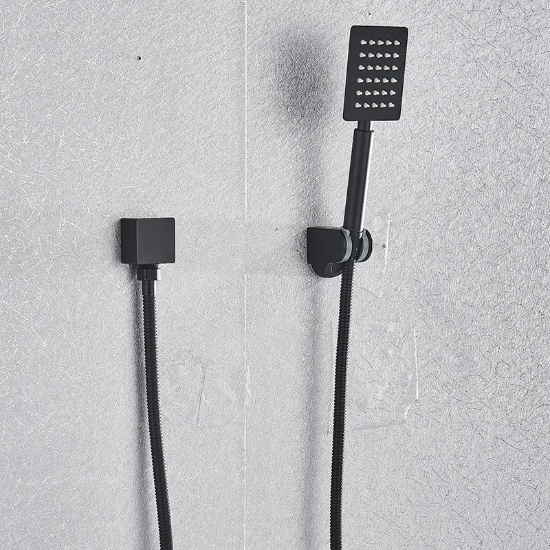 Matte Black Bathroom Shower 3-Functions Black Digital Shower Faucets Set Rainfall Shower Head 3-way Digital Display Mixer Tap