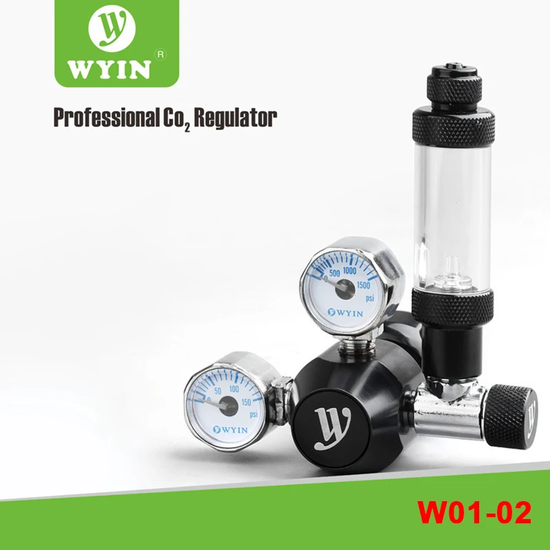 

W01-02 Aquarium CO2 Regulator G5/8 W21.8 CGA320 Interface Check Valve Bubble Pressure Counter Fish Tank CO2 Decompression Table