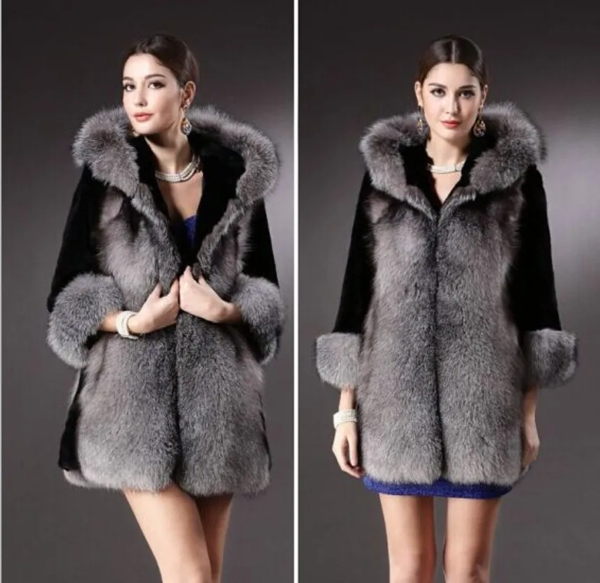 Элегантное пальто из искусственного меха лисы для женщин зима осень теплая мягкая Закрытая Меховая куртка Женская Повседневная Верхняя одежда Casaco