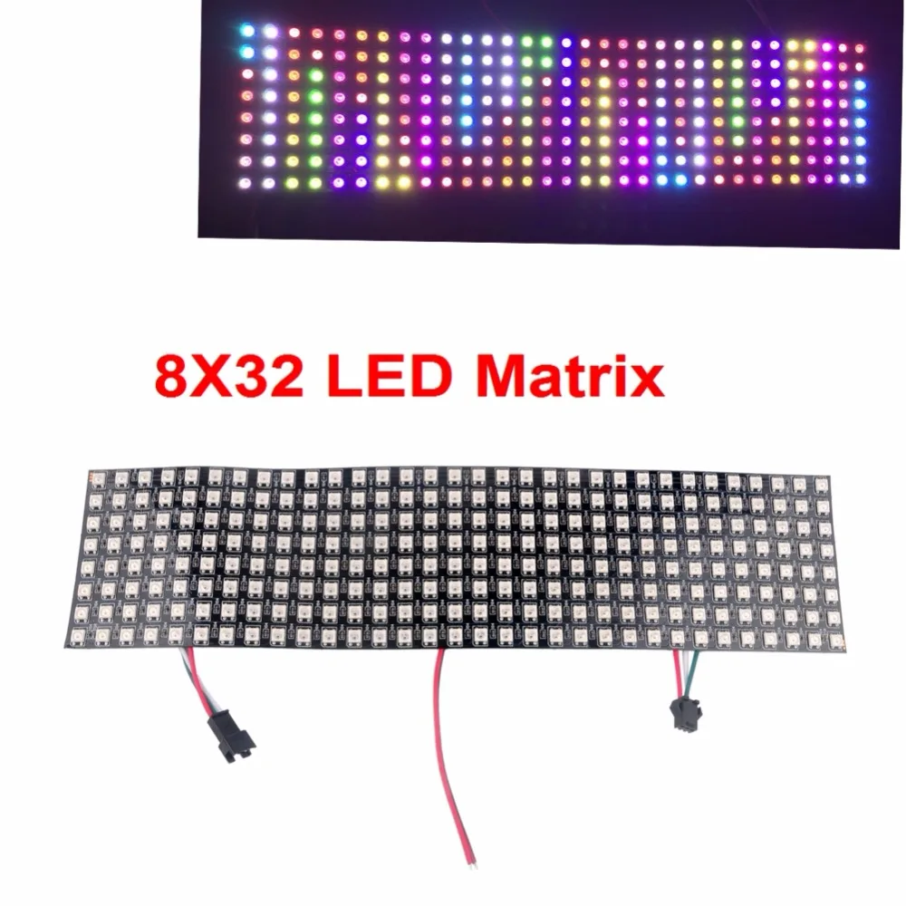 WS2812 5050 8x32 RGB гибкий светодиодный Панель матрица индивидуально адресуемых СВЕТОДИОДНЫЙ Программируемый пиксельные Экран дисплея для Arduino