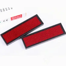Badge de nom avec aimant et épingle signe de Message défilant rouge 44x11 points, étiquette de nom Rechargeable pour événement, 2018