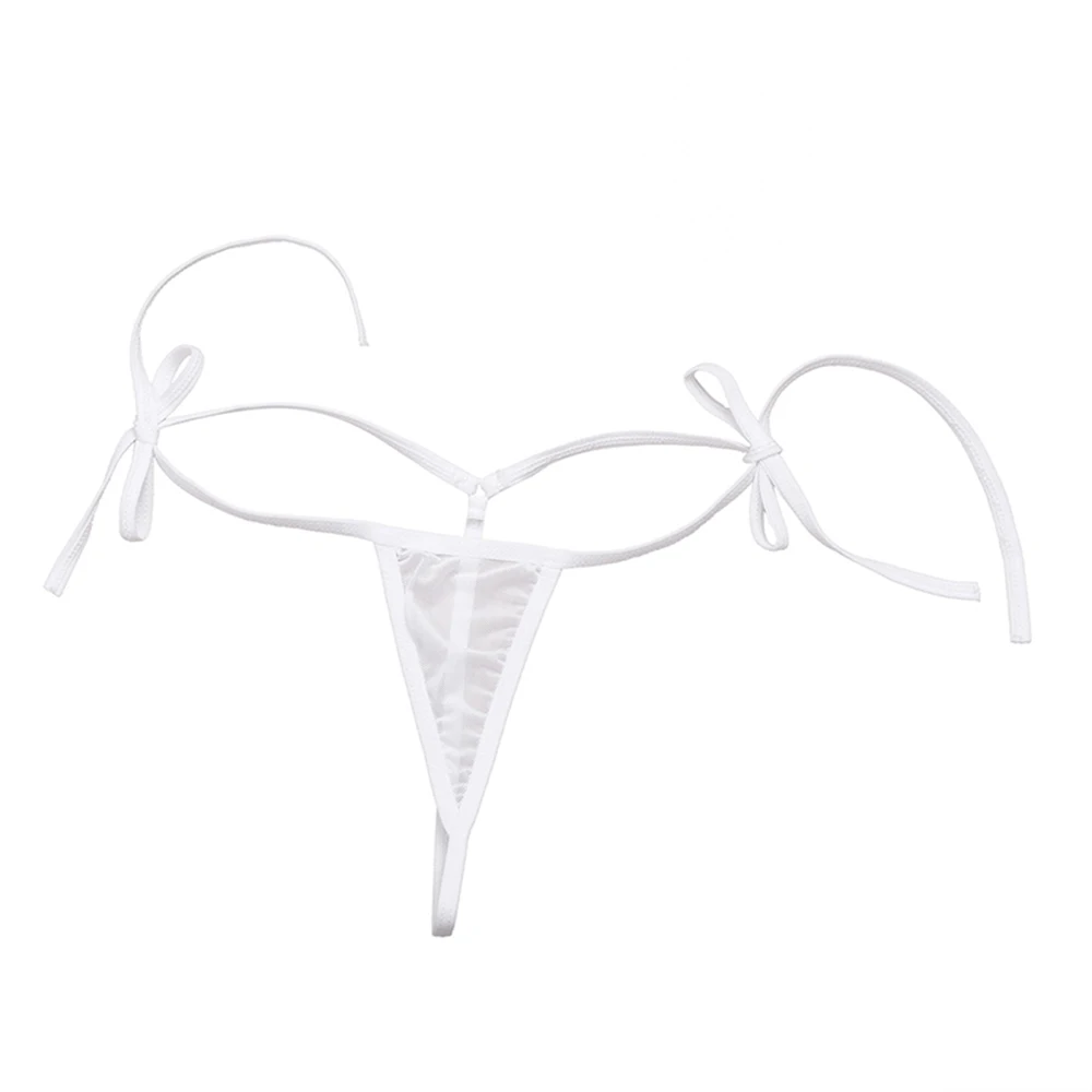 iEFiEL Sexy Women Lingerie Set Mesh See-through Halter Bikini Top with Tie Side G-string Brief Sets Adjusted-straps Line