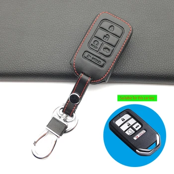 

Hot Sale Leather Car Case Cover Remote Key Fob Case For Honda /Civic /Accord Pilot 2015 2016 2017 5 Buttons Smart Protect Shell