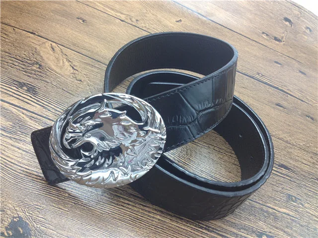

Fashion men's leather belt Dragon totem punk rock style heavy metal buckle wild Hip hop Belt for Men gift