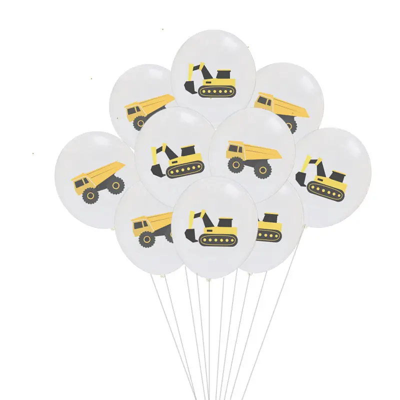 

3Pcs Confetti Latex Balloons Construction Excavator Vehicle Theme Balloons Engineering Happy Birthday Party Decoration Supplies