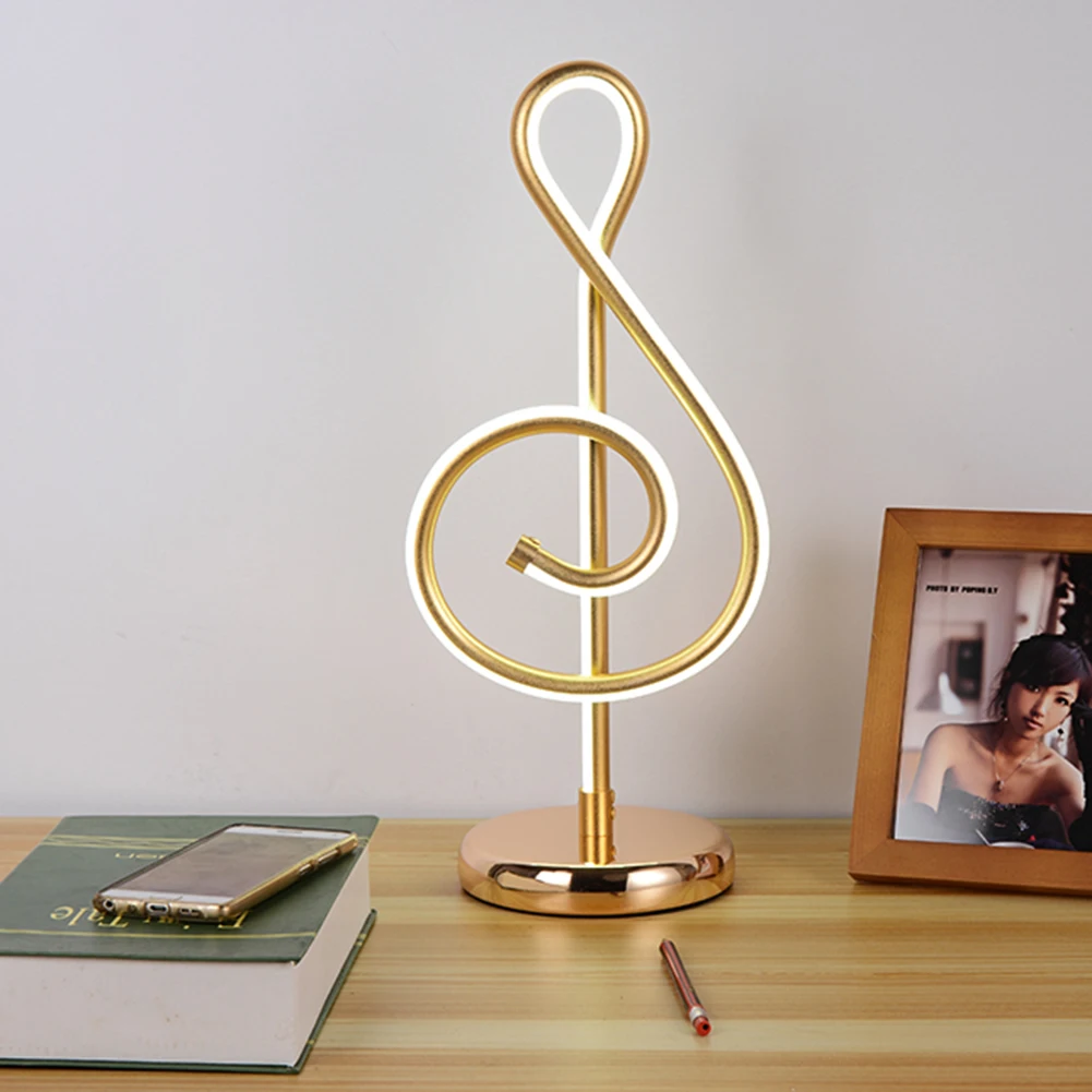 25 Вт Современная Золотая Музыка Примечание спальня светодиодный настольная лампа художественный домашний прикроватный Декор для гостиной ночник